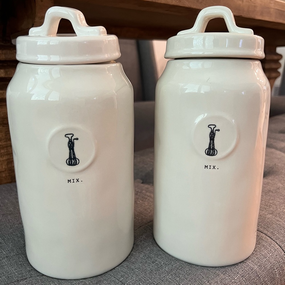 2 Rae Dunn Cream Ceramic mix Kitchen Canisters